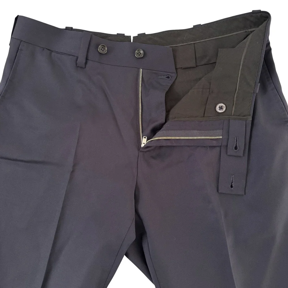 Mark Pomerantz 33x28.5 Navy Blue Wool‎ Flat Front Tailored Men's Dress Pants